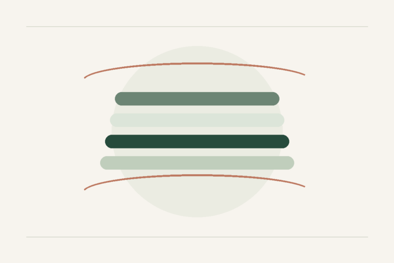 Layered fabric-like bands and cool air lines; cold-weather skincare illustration