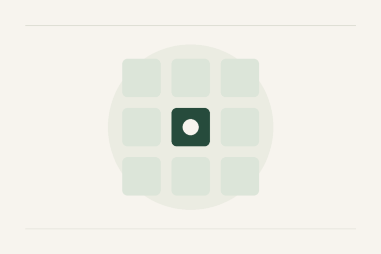 One highlighted square in a grid; illustration for introducing one skincare product at a time